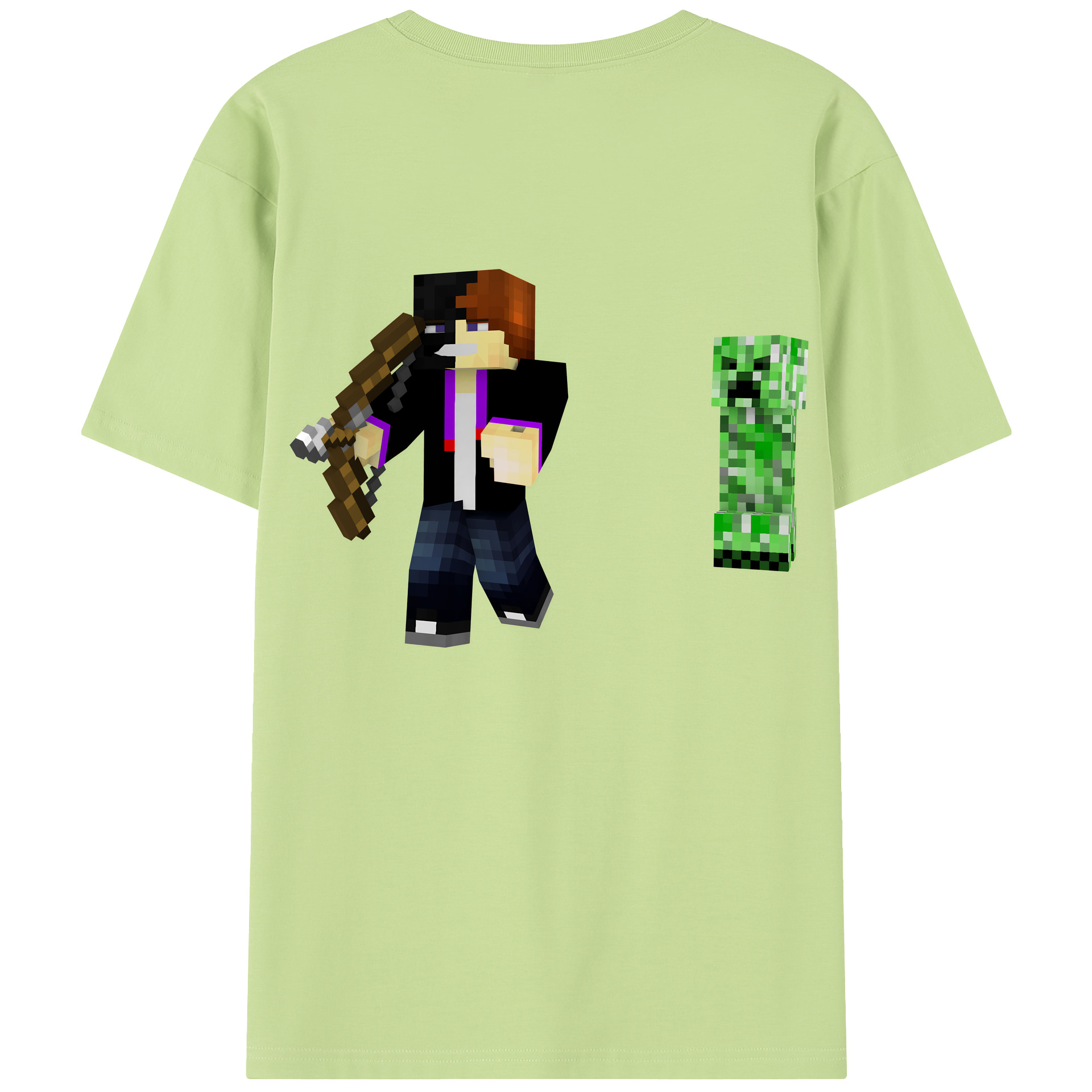 （画像用） マインクラフト ブロックの世界 Minecraft MC Block world 綿100％半袖Tシャツ（背面プリント）